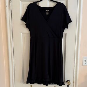 Nine West Elegant Black Wrap Mini Dress